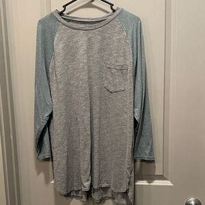 Mossimo Supply Co. VTG Heather Gray & Teal Long Sleeve Shirt | XXL | Y2K Casual